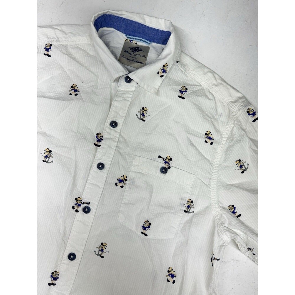 Tommy Bahama Disney Cruise Captain Mickey Mouse Mens M Cotton Button Up Shirt